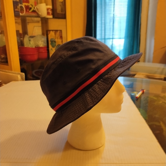 Stylish Navy Bucket Hat with Red Stripe One Size Fits Most - Picture 1 of 5